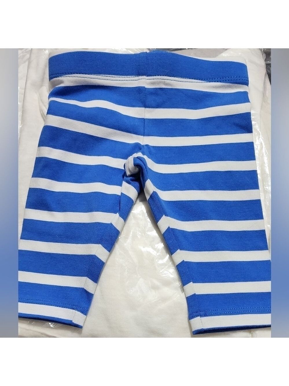 PRIMARY Blue and White Stripe Baby Pants 3-6 Months - New Without Tags